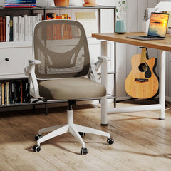 Ergonomic Computer Desk Chair with Lumbar Support and Flip-up Arms-Gray