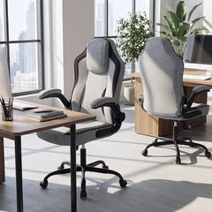 Ergonomic Computer Office Chair with 90° Flip-up Armrests-Gray