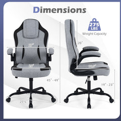 Ergonomic Computer Office Chair with 90° Flip-up Armrests-Gray