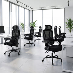 Ergonomic Office Computer Mesh Chair with High Back Adaptive Lumbar Support and 2D Adjustable Headrest-Black