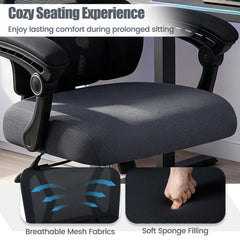 Ergonomic Office Computer Mesh Chair with High Back Adaptive Lumbar Support and 2D Adjustable Headrest-Black