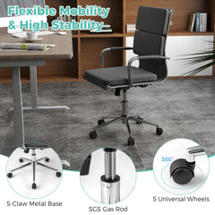 Ergonomic Office Desk Chair with Rocking Backrest and Height-adjustable Padded Seat-Gray