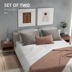 Floating Nightstand Set of 2, Wall Mounted Bedside Table with Drawer for Bedroom Black