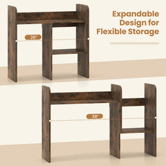 Expandable Desk Bookshelf with Open Cubes and Desktop Display Rack-Rustic Brown