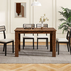 Extendable Dining Table for 4-8 People 47 inches-62 inches Large Rectangular Kitchen Table-Rustic Brown