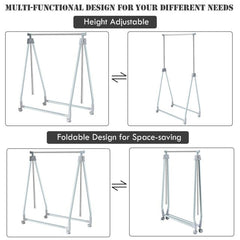Extendable Foldable Heavy Duty Clothing Rack with Hanging Rod