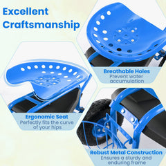 Extendable Handle Garden Cart Rolling Wagon Scooter-Blue