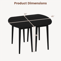 Extendable Oval Dining Table Set with 2 Half-Round Tables for 4-6 People-Black