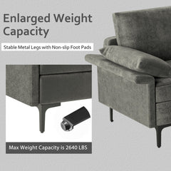 130.5 in L Shaped Sectional in Grey Linen, Reversible Chaise, 2640 lb Capacity and Back Power Strip