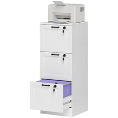 Vertical Filing Cabinet with 2 Drawers, Lock, File Cabinet for Home Office, A4 and Letter Size Files, White