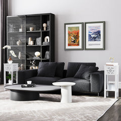 Nightstand Set of 2 with Drawer and Open Storage Shelf Black