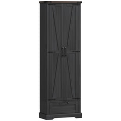 71" Pantry Cabinet, Kitchen Storage Cabinet with Adjustable Shelves, 2 Doors and Drawer for Dining Room, Black