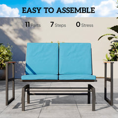 Outdoor Glider Bench for 2 Person, Patio Glider Loveseat with Thick Cushions for Garden Balcony Porch, Dark Grey
