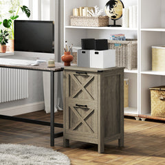 Vertical Filing Cabinet with 2 Drawers, Rustic Farmhouse Office Storage Cabinet for A4, Letter Size, Distressed Black