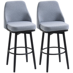 Extra Tall Bar Stools Set of 2, Modern 360° Swivel Barstools, Dining Room Chairs with Steel Legs Footrest, Charcoal Grey