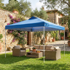 Pop Up Canopy Waterproof Canopy Tent with Carrying Bag for Parties Garden BBQs 9.8' x 9.8', Blue