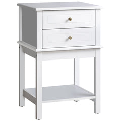 Modern Sofa Side Table, Accent End Table with Drawers and Storage Shelf, Nightstand for Bedroom Living Room, Black