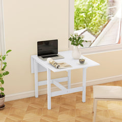 Solid Wood Kitchen Table, Farmhouse Drop Leaf Tables for Small Spaces, Folding Dining Table, Nature Wood