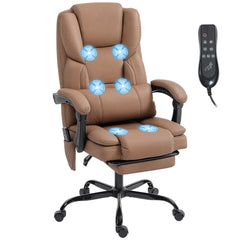 Office Chair with Massage, Pet-Friendly Faux Leather Reclining Desk Chair with Lumbar Support, Footrest, Black