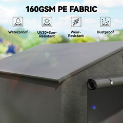 8' x 6' Portable Shed, Waterproof Bike Tent with Roll-up Zipper Door, Vent and Galvanised Metal Frame, Dark Grey