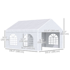 16.5' x 13' Outdoor Tents for Parties, Event Tent with Sides, 4 Windows and 2 Doors, White