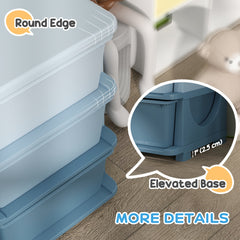 3 Tier Kids Toy Organizer and Storage Bins with 6 Plastic Drawers, Blue