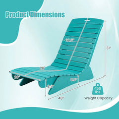 Contoured HDPE Lounge Chair for Deck and Pool Shelf, 48 in, Turquoise