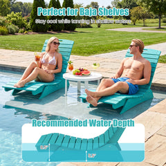 Contoured HDPE Lounge Chair for Deck and Pool Shelf, 48 in, Turquoise