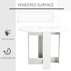 Folding Dining Table, 41" Drop Leaf Table for Small Spaces, Oval Foldable Table for Kitchen, Dining Room, White