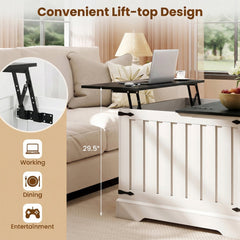 Farmhouse Lift Top Coffee Table with Hidden Storage Compartment-Black
