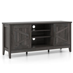 Farmhouse TV Stand for TVs up to 65 Inch Entertainment Center with 2 Storage Cabinets-Gray
