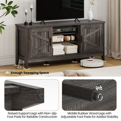 Farmhouse TV Stand for TVs up to 65 Inch Entertainment Center with 2 Storage Cabinets-Gray