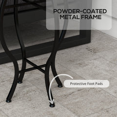 Round Outdoor Table, Patio Bistro Coffee Table with Mosaic Top and Steel Frame for Garden