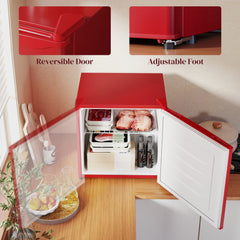1.1 Cu. Ft. Mini Freezer, Compact Upright Freezer with Reversible Door, Removable Shelf, Adjustable Temperature, Black