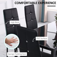 Set of 6 Button Tufted Back Side Chairs with Upholstered Seat, Steel Legs for Living Room, Kitchen, Bedroom, Black