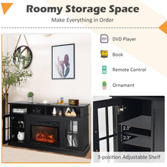 Fireplace TV Stand with 1400W Electric Fireplace-Black