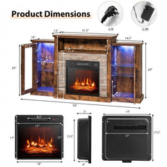 Fireplace TV Stand with 16-Color Led Lights for TVs up to 65 Inch-Brown