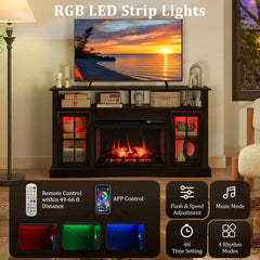 Fireplace TV Stand with Remote Controls and Thermostat for TVs Up to 50 Inch-Black