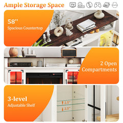 Fireplace TV Stand with Remote Controls and Thermostat for TVs Up to 50 Inch-White
