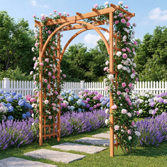 Flat Top Garden Arch Trellis 85 inches Tall Wood for Climbing Plants and Wedding-Orange