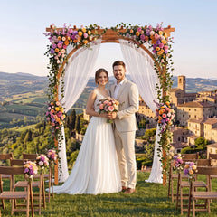 Flat Top Garden Arch Trellis 85 inches Tall Wood for Climbing Plants and Wedding-Orange