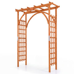 Flat Top Garden Arch Trellis 85 inches Tall Wood for Climbing Plants and Wedding-Orange