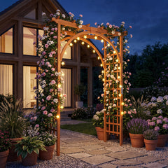 Flat Top Garden Arch Trellis 85 inches Tall Wood for Climbing Plants and Wedding-Orange