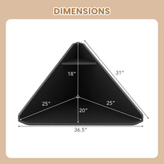 Floating Triangular Corner Computer Desk with Storage Shelf-Black