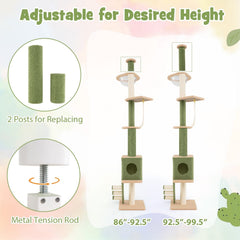 Floor to Ceiling Cat Tree 86 to 99.5 Inches with a Crank Handle and Capsule