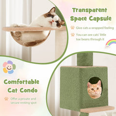 Floor to Ceiling Cat Tree 86 to 99.5 Inches with a Crank Handle and Capsule