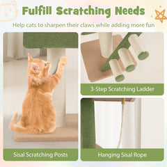 Floor to Ceiling Cat Tree 86 to 99.5 Inches with a Crank Handle and Capsule