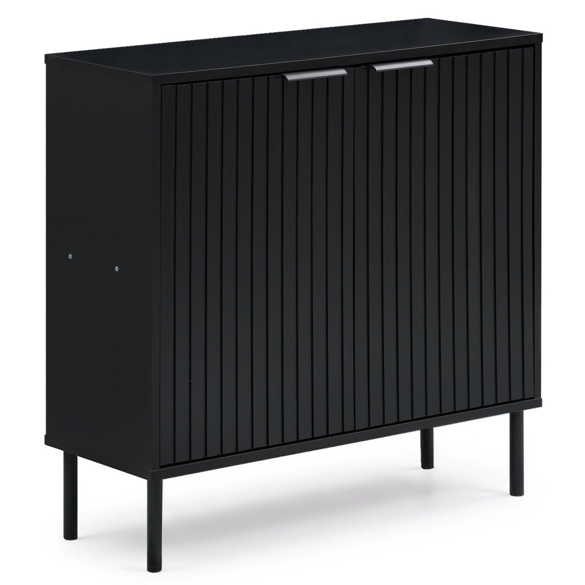 Fluted Buffet Cabinet with 2-Door Sideboard for Kitchen and Dining Room-Black