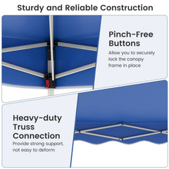 Foldable 10 X 10 Feet Pop up Canopy Tent with Wheeled Bag-Blue