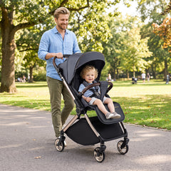 Foldable Baby Stroller with Reversible Handle-Gray